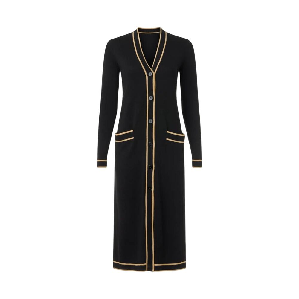 Ralph Lauren Black Long Duster Cardigan Sweater SMALL Prep Cotton Designer $245 - Picture 3 of 9